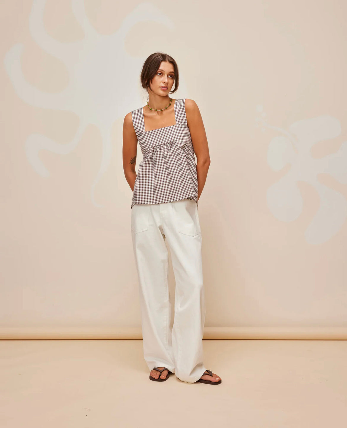 Ruby Tie Top Cotton Jersey Dungarees Khaki - New In from Ruby Room UK